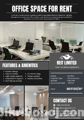 Office Space for Rent in Bashundhara R/A – Fully Furnished